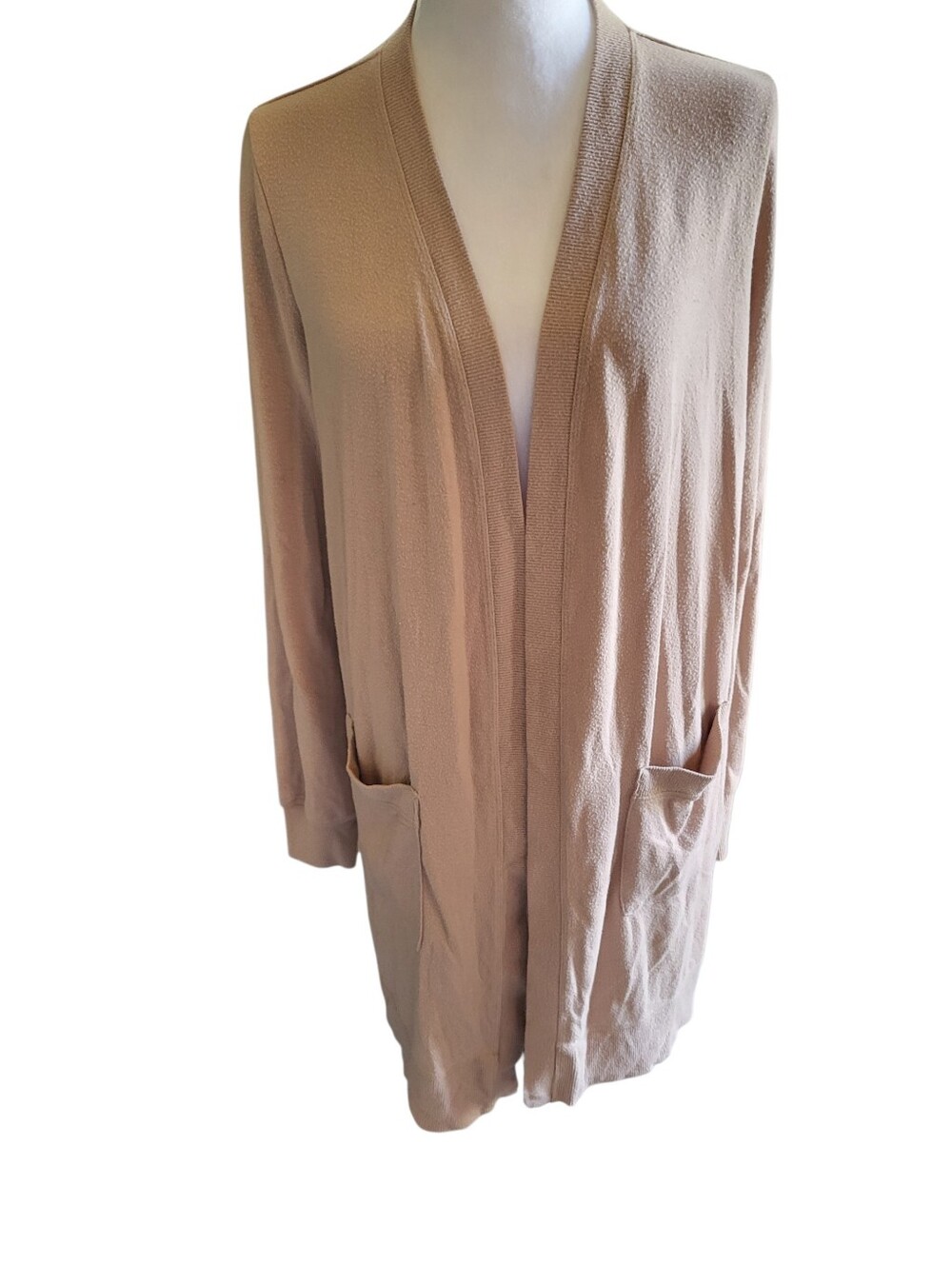 Classic Open-Front Cardigan Sweater Tan sz S